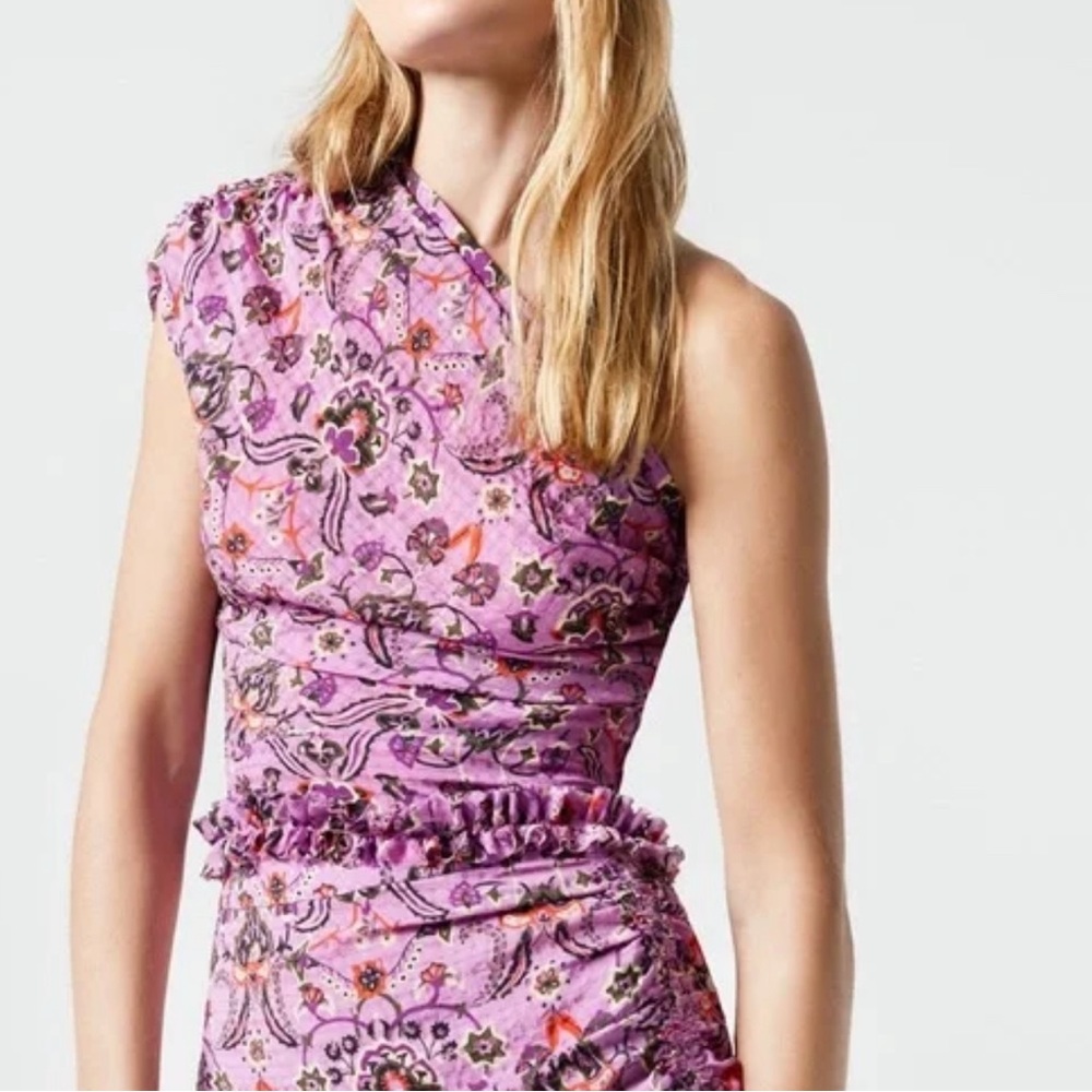SMYTHE Asymmetrical One Shoulder Top in Violet Bandana Printed Blouse size 8
